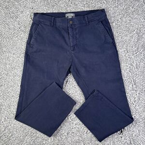 Ash & Erie Chino Pants Mens 33x28 Navy Blue Preppy Flat Front Stretch Business